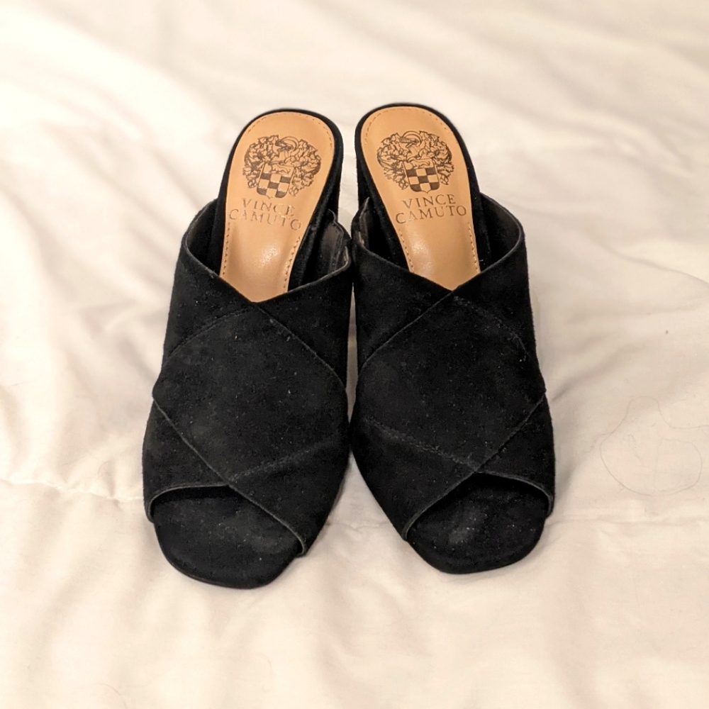 Vince Camuto Black Suede Mules